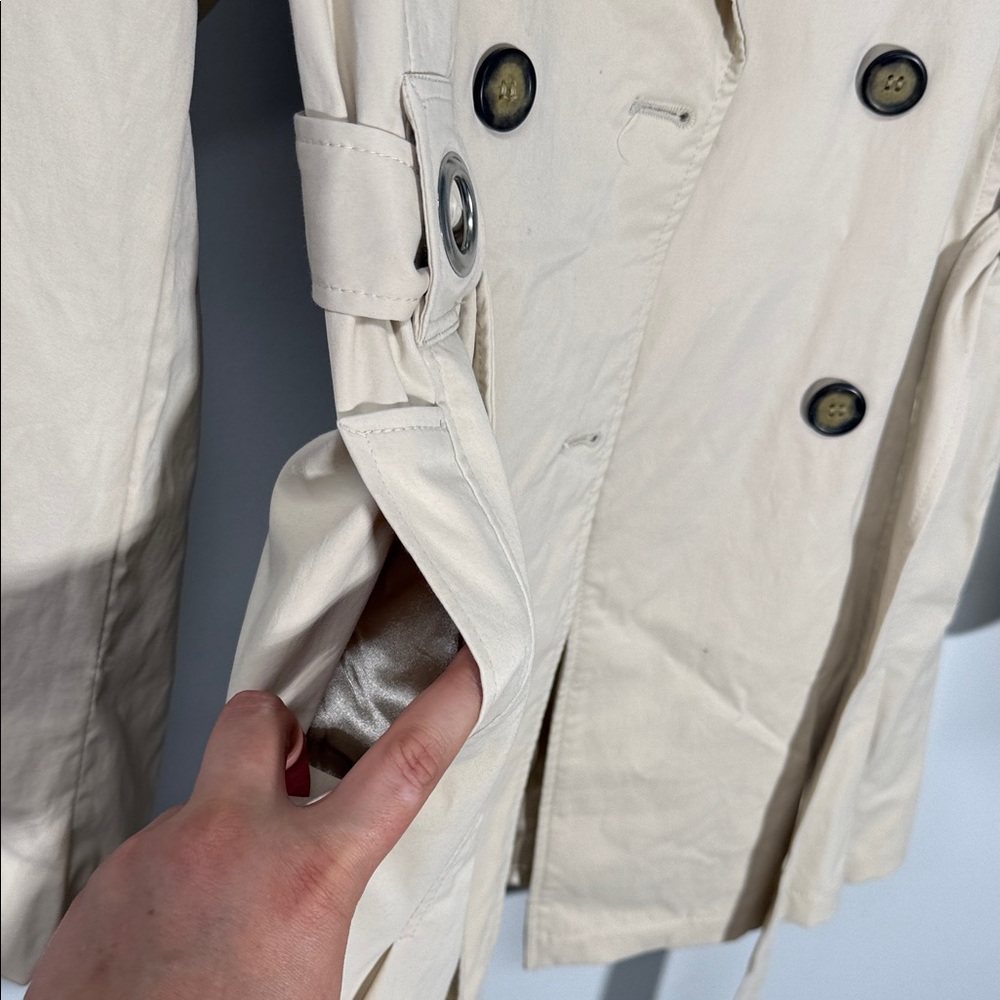 For Cynthia Beige Trench Coat Preppy Office Business - Picture 2 of 8
